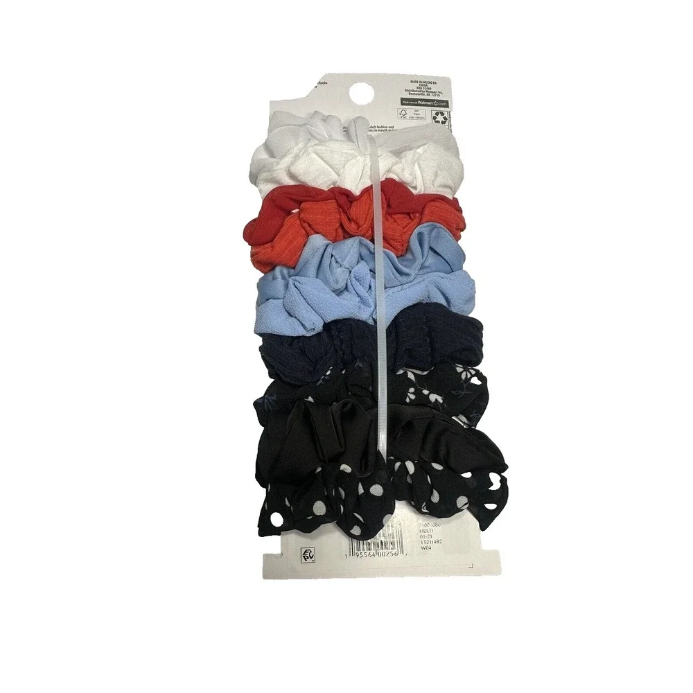 TIME and‎ TRU 10 pack hair scrunchies ties white red blue black